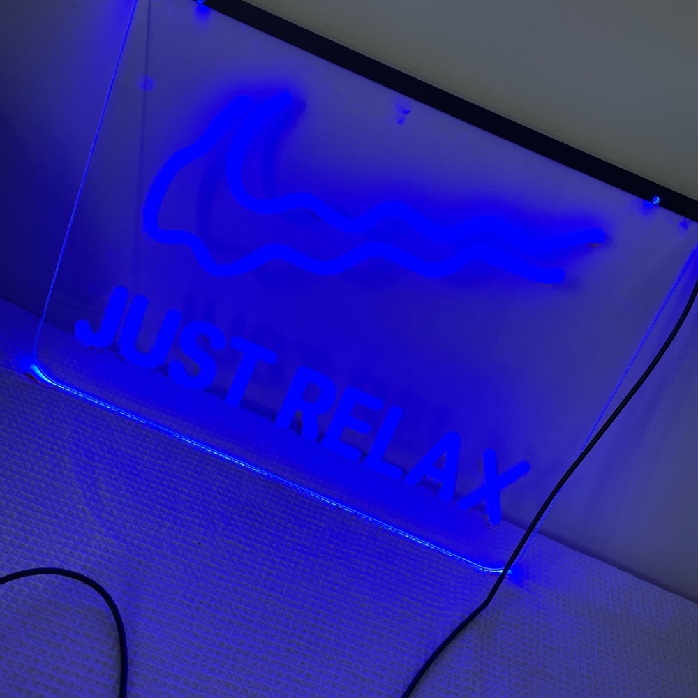 Blue Neon 'Just Relax' Sign 16” by 12” USB no block included adjustable bright - Picture 7 of 16